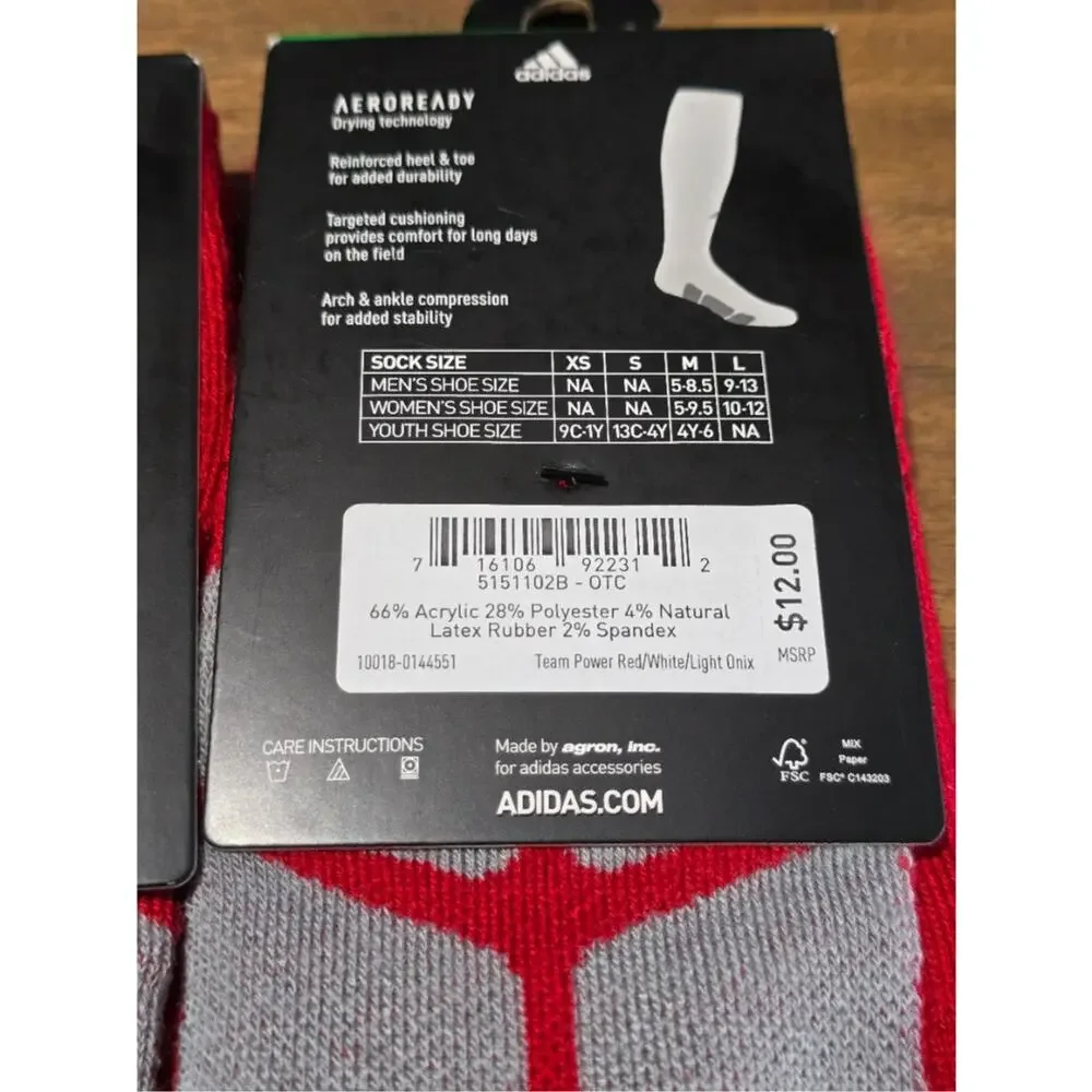 NWT Adidas Baseball Over The Calf Socks Red Size Small Youth 13C-4Y Compression
